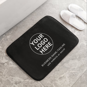 Aangepaste zakelijke tekst en logo zwart-wit promo badmat