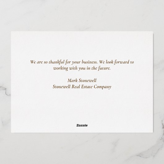 Aangepaste zakelijke Thanksgiving Cholisch afvalle Folie Feestdagenkaart (Achterkant)