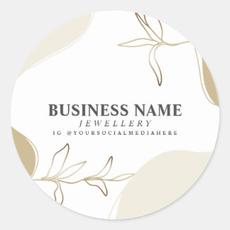 Aangepaste zakelijke zand & kaki productverpakking ronde sticker