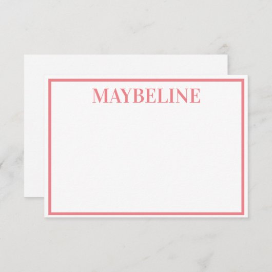 Aangepaste zalm en witte platte notiecards kaart (Voorkant / Achterkant)