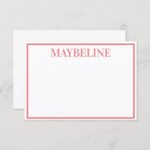 Aangepaste zalm en witte platte notiecards kaart