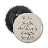 Aangepaste Zand Gepersonaliseerde Script Wedding R Button Flesopener (Voorkant)