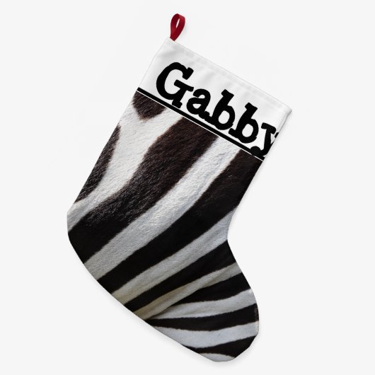 Aangepaste Zebra afdrukken Grote Kerstsok (Voorkant (Hangend))
