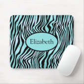 Aangepaste Zebra Print Black en Blauwgroen Turquoi Muismat (Met muis)
