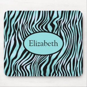 Aangepaste Zebra Print Black en Blauwgroen Turquoi Muismat