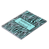 Aangepaste Zebra Print Black en Blauwgroen Turquoi Notitieboek (Linkerzijde)