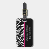 Aangepaste Zebra Stripe met roze Bagagelabel (Voorkant verticaal)