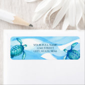Aangepaste Zee Turtle Adresetiketten | Blauw & Gro Etiket (Insitu)