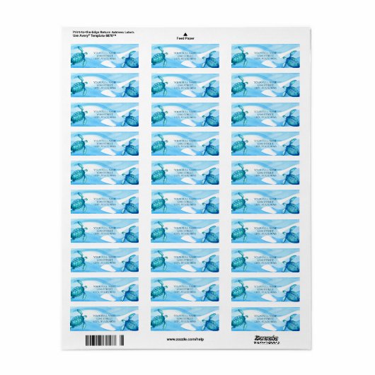 Aangepaste Zee Turtle Adresetiketten | Blauw & Gro Etiket (Full Sheet)