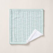 Aangepaste Zeeglas Mint Groen Wit Zigzag Stripes Bad Handdoek (Wasdoekje)