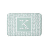 Aangepaste Zeeglas Mint Groen Wit Zigzag Stripes Badmat (Voorkant)