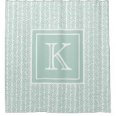 Aangepaste Zeeglas Mint Groen Wit Zigzag Stripes Douchegordijn (Voorkant)