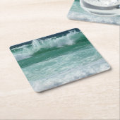 Aangepaste zeelandschap zee golven strand zeekant vierkante kartonnen onderzetter (Schuin)