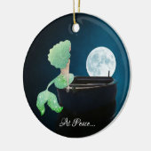 Aangepaste zeemeermin aan boord, bij vrede, volwaa keramisch ornament (Links)