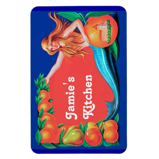 Aangepaste Zeemeermin en Sinaasappels Keukenmagnee Magneet (Verticaal)