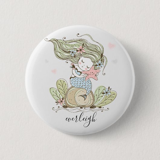 Aangepaste zeemeermin en zeeduivel ronde button 5,7 cm (Voorkant)