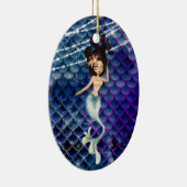 Aangepaste zeemeermin in blauw ~ mousserend strand keramisch ornament (Rechts)