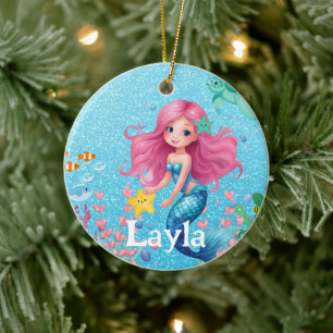 Aangepaste Zeemeermin Kindernaam Keramisch Ornamen Ornament