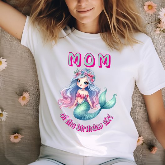 Aangepaste zeemeermin Mama van verjaardag meisje T T-shirt