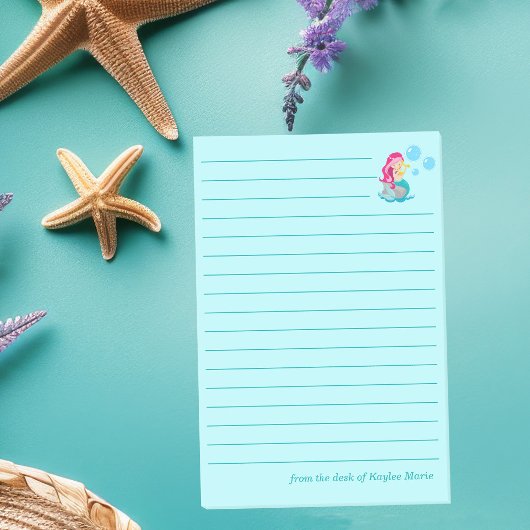 Aangepaste zeemeermin meisje turquoise gevoerde st post-it® notes