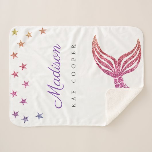 Aangepaste zeemeermin onder het Zee Tail Sherpa Deken (Voorkant (horizontaal))