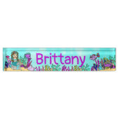 Aangepaste zeemeermin, vis, koraal onder het Zee Naambordje (Voorkant)