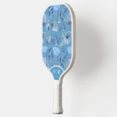 Aangepaste zeeschelpen Blue Ocean Sands Pickleball Paddle (Links)