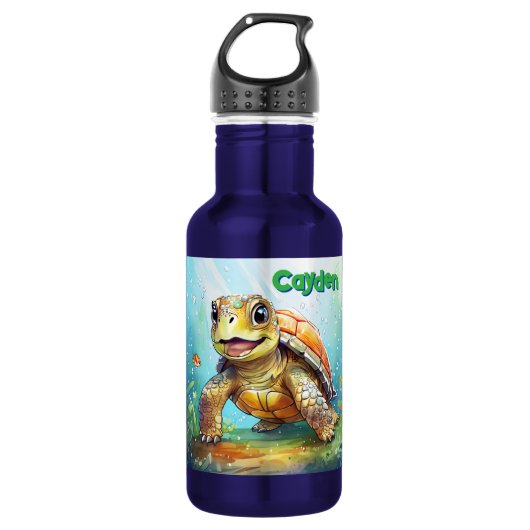 Aangepaste Zeeschildpad Cute Waterfles (Voorkant)