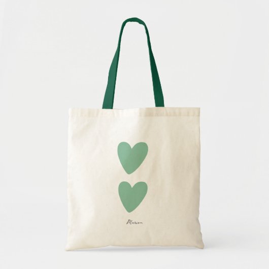 Aangepaste Zeeschuim Groen Hart Tote Tas (Voorkant)