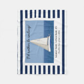 Aangepaste zeilboot Foto Blauw & witte strepen Fleece Deken (Voorkant)