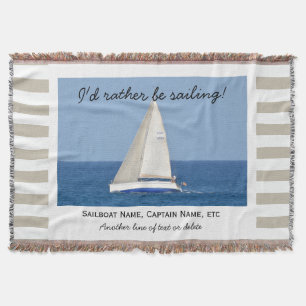 Aangepaste zeilboot foto Nautical Tan Striped Deken