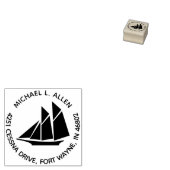 Aangepaste zeilboot Ronde retour adres Rubber stem Rubberstempel (Gestempeld)