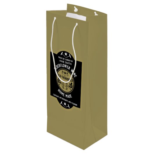 Aangepaste Zelfgemaakte Elderflower Wijn Cadeautas (Achterkant Gekanteld)