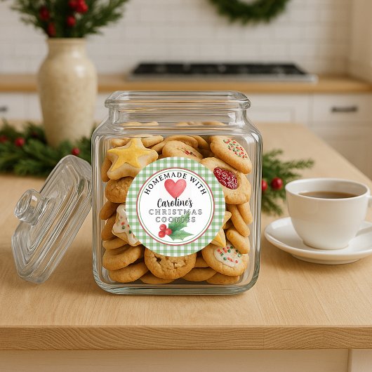 Aangepaste zelfgemaakte kerstkoekjes labelvel ronde sticker