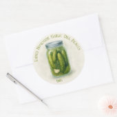 Aangepaste zelfgemaakte knoflookdille augurken ronde sticker (Envelop)