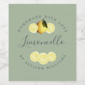 Aangepaste zelfgemaakte Limoncello flesetiket groe Wijn Etiket (Enkel label)