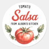 Aangepaste zelfgemaakte tomaat salsa inblikken lab ronde sticker (Voorkant)