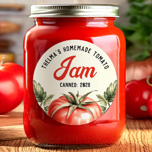 Aangepaste zelfgemaakte tomatenjam conserveren ronde sticker