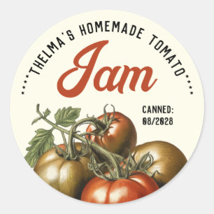 Aangepaste zelfgemaakte tomatenjam conserveren ronde sticker