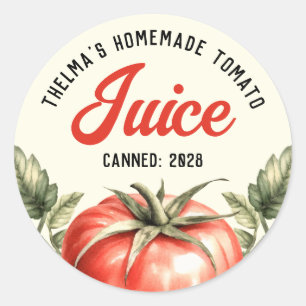 Aangepaste zelfgemaakte tomatensap preserve ronde sticker