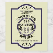 Aangepaste zelfgemaakte vlierbes wijn etiket (Enkel label)