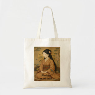 Aangepaste Zen Meditatie Whimsical Art Mindfulness Tote Bag