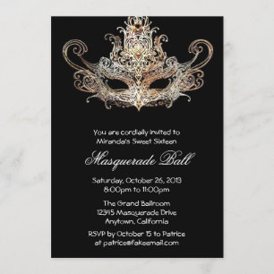Aangepaste zestien Masquerade Ball-uitnodigingen Kaart