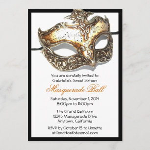 Aangepaste zestien Masquerade Ball-uitnodigingen Kaart