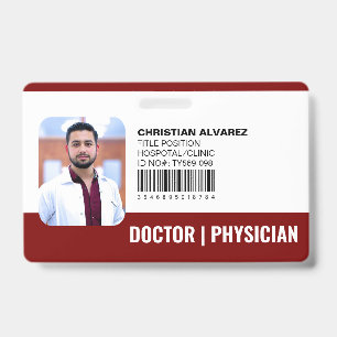 Aangepaste Ziekenhuis Medisch Dokter Arts Rood Badge