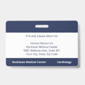 Aangepaste ziekenhuismedewerker Logo Navy Blue Fot Badge (Back)