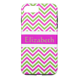 Aangepaste Zigzag Chevron Pattern roze & White iPhone 8 Plus / 7 Plus Hoesje