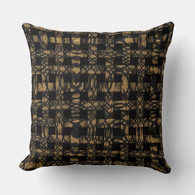 Aangepaste Zigzag Leopard Black Weave Pattern Pill Kussen (Voorkant)