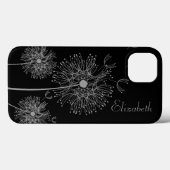 Aangepaste zilver en zwarte deandelion Case-Mate iPhone case (Achterkant (horizontaal))