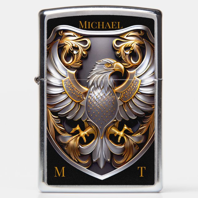 Aangepaste zilver Gold Eagle Zippo Lighter (Voorkant)